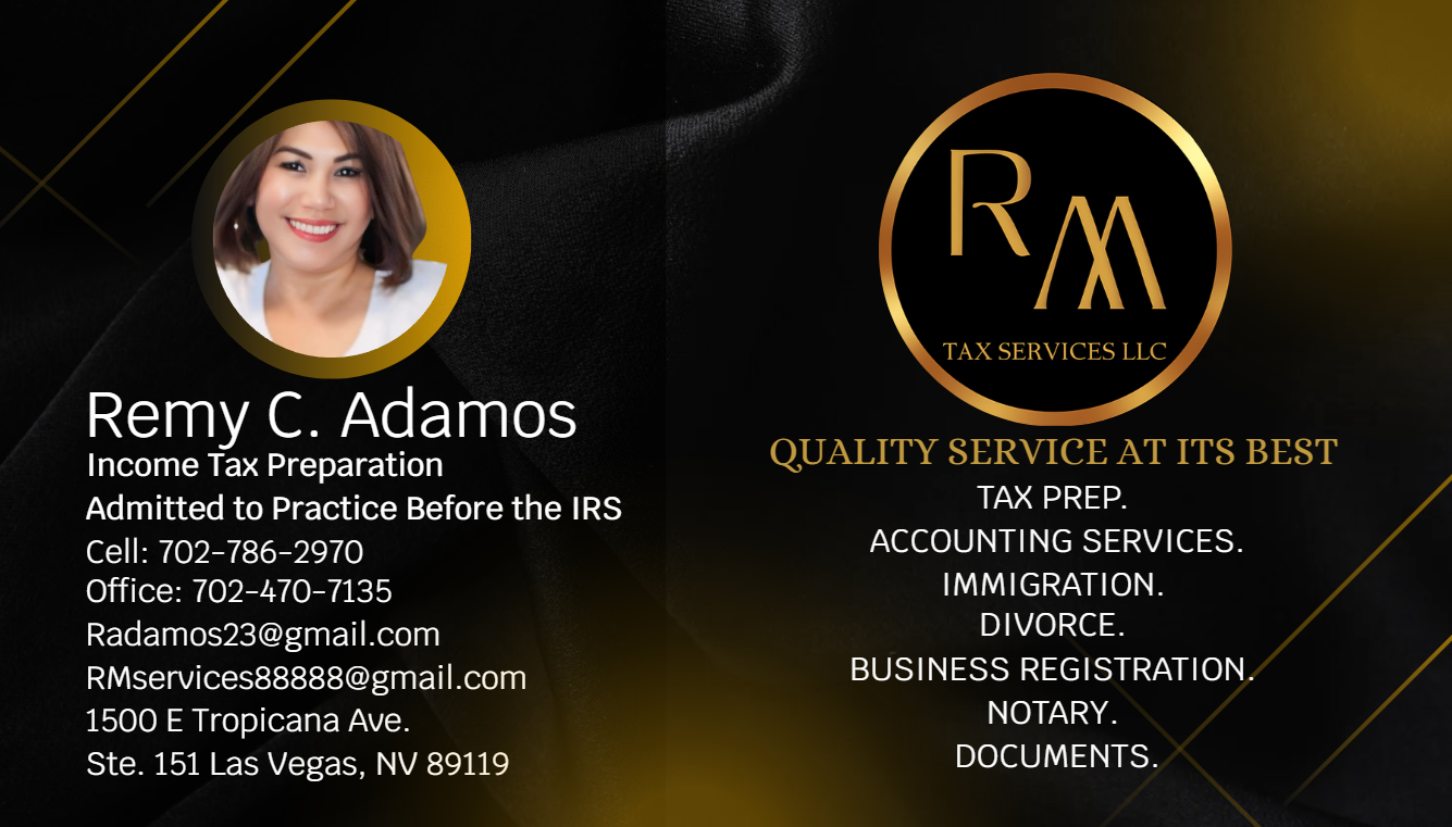 RM Tax Services Business Card